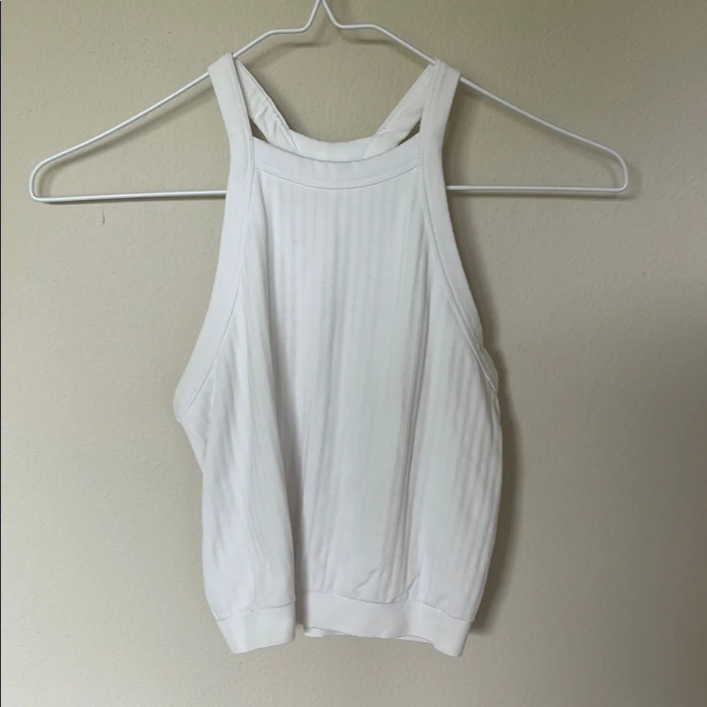Fabletics White Ribbed Tank Top - Picture 1 of 8